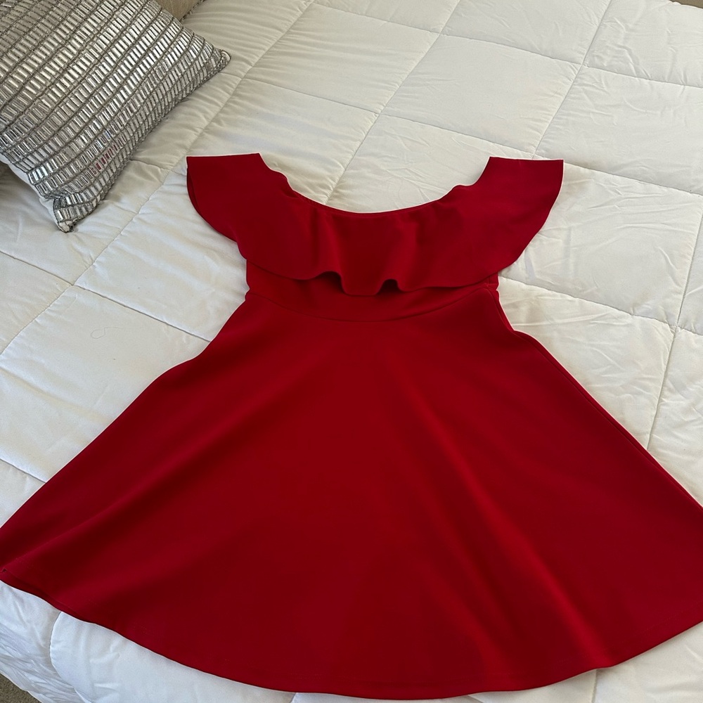 GUESS: Red Ruffled Dress, Women M
